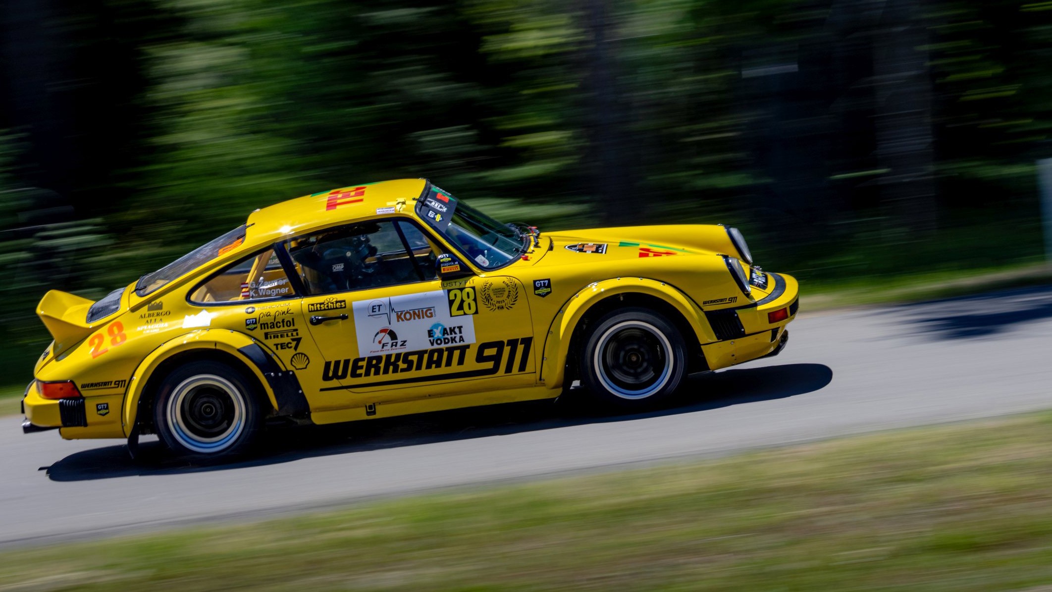 Porsche 911 bei der Judenburg-Rallye vor Bergkulisse